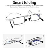 DYP Portable Smart Folding Reading Glasses Blue Light Blocking For Men and Women, Metal Round or Square